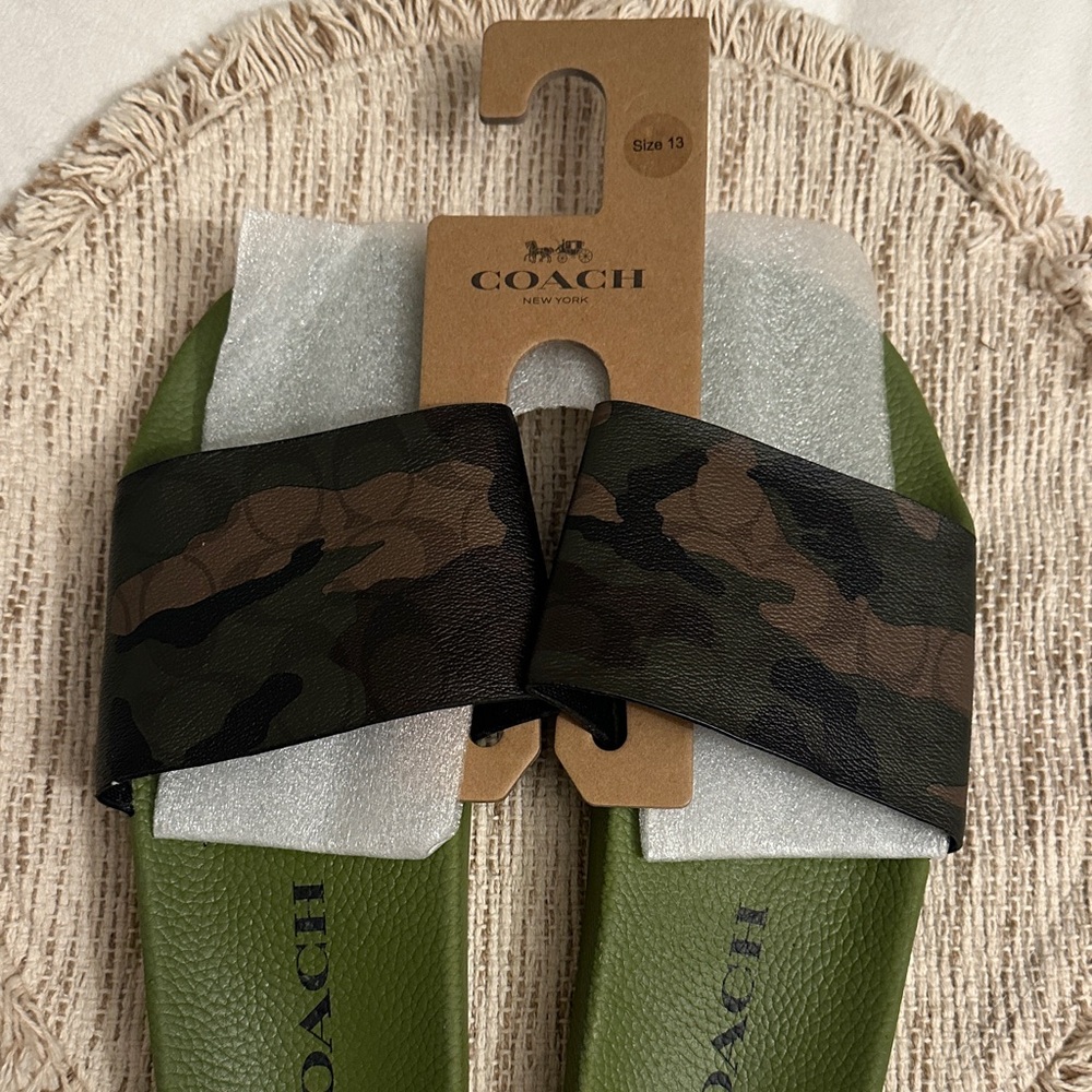 Coach Olive and Camouflage Slides